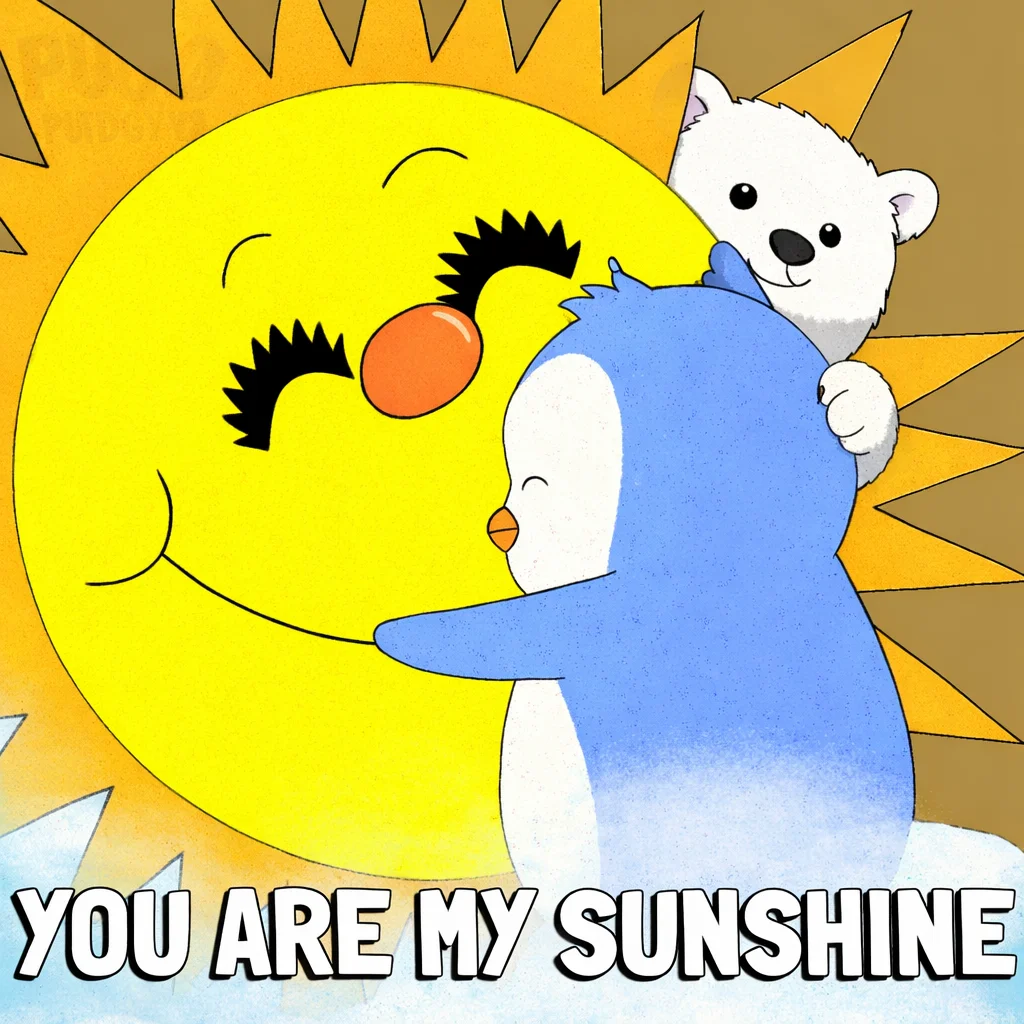 Zonnige knuffel met een pinguïn.webp